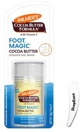 Palmer’s Cocoa Butter Formula Foot Magic Heel Repair Stick 25g – Cracked Heel Balm & Foot Cream for Dry Feet with Peppermint Oil, Shea Butter & Vitamin E – Paraben Free, with Cosmetic Spatula