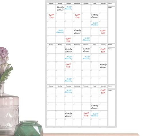 Vägg torr raderingskalender – 48 x 32 tum planering whiteboard, obegränsade datumorganisatör, att göra-lista anteckningar avsnitt | Whiteboardkalender för klassrum affärer kök hem kontor väggmontering