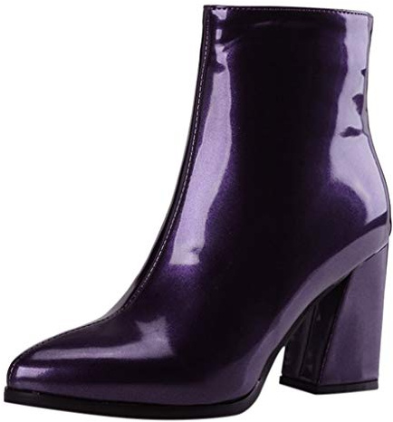 Cocila Botas De Mujer Con Espejo Puntiagudo Charol, Botines, Zapatos Fucsia Altas Marrones Piel Negros Tacon Planos Marron Invierno Bambas Zapatillas Casual Baile Latino Botín Negro Comodas