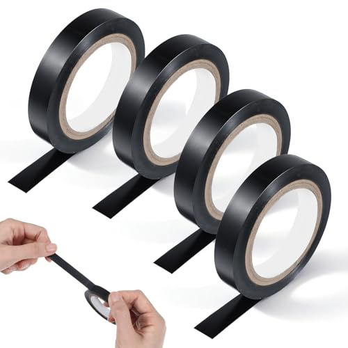 4Pcs Hockey Stick Tape Grip, Grip Finishing Tape, Badminton Racket Tape, PVC Racquet Accessories, Tennis Racket Grip Tape, Sticky Seal for Rackets, Vinyl Finishing Tape Flame Retardant Indoor Outdoor