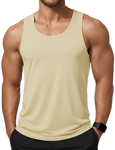 KEFITEVD Camiseta sin mangas para hombre, algodón, para gimnasio, verano | Algodón suave, transpirable, absorbente, ligero, elástico, duradero, sin mangas, holgado, mucha libertad de movimiento