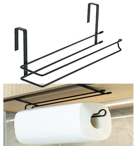 Portarotolo da cucina, 26 x 9,5 cm Portarotolo per carta senza foratura, Portarotolo da cucina sospeso Distributore di tovaglioli, Sottopensile Portarotolo da cucina da parete Portasciugamani per