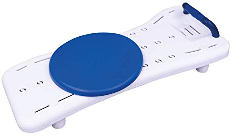 Aidapt Planche de transfert pour baignoire avec poignée et plateau tournant pour baignoire de 463 à 680 mm Blanc Largeur réglable Facile à nettoyer