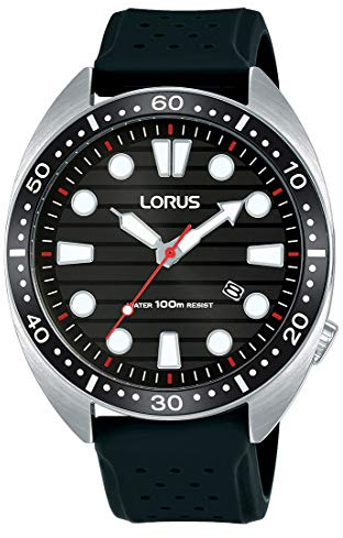 Lorus Sport Herren-Uhr Edelstahl mit Silikonband RH929LX9