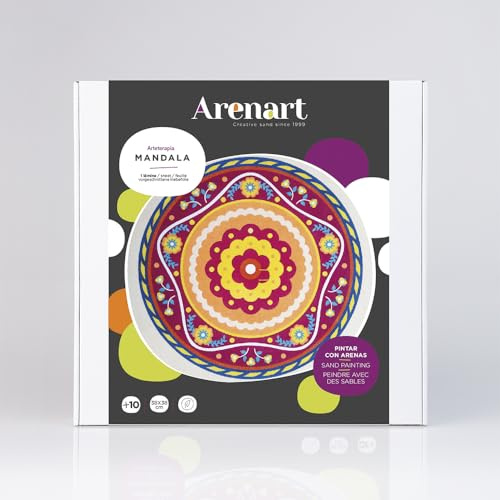 Arenart Set de peinture avec sables - Mandala 11 38 x 38 cm (2 feuilles) Une thérapie pour vous détendre et profiter de votre moment