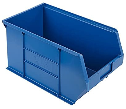 BiGDUG Plastic Parts Bins - Stackable or Wall Mounted Storage Boxes Garage Organiser - Pack of 10 - 125H x 200W x 355D mm - Blue