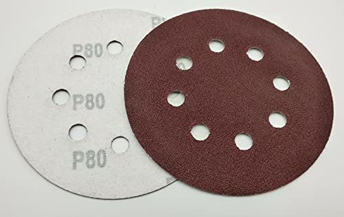 125mm Klett 8 Loch Schleifscheiben Korn 40-2500 Körnung Schleifpapier Schleif Pad für Exzenterschleifer (10, Korn 80)