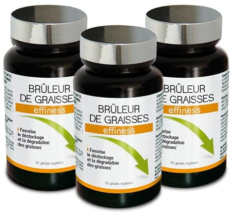 NUTRI EXPERT - Effiness brûleur de graisses - Déstocke & dégrade les graisses - Aide à la minceur et à la perte de poids - Formule renforcée avec Guarana, Maté, Thé Vert, Chrome et Choline - Lot de 3