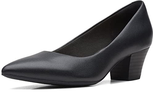 Clarks Teresa Step, Bomba Mujer, Piel Negra, 43 EU