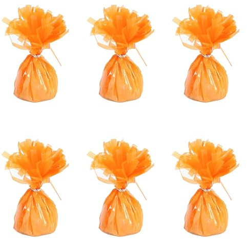 Ballongvikter för heliumballonger i maca orange – 6 x 160 g tunga ballongvikter födelsedagsfest bröllopsfirande dekor med tofsar