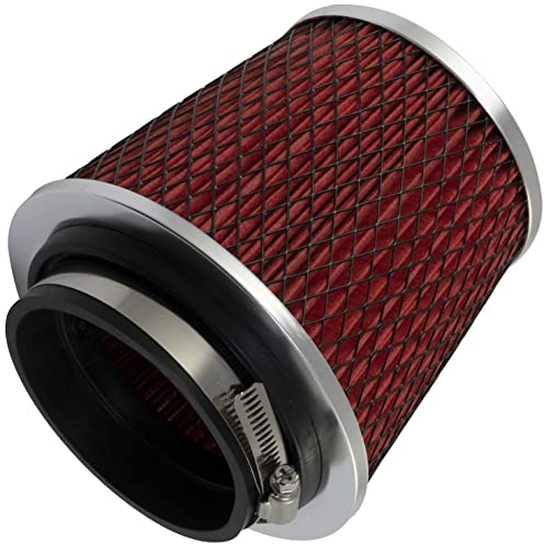 AERZETIX - C64461- Filtre à air sport Ø100 90 83 80 75 70 65 60 mm universel - couleur rouge - pour voiture compétition tuning carrosserie auto moto décoration système d'admission d'air moteur