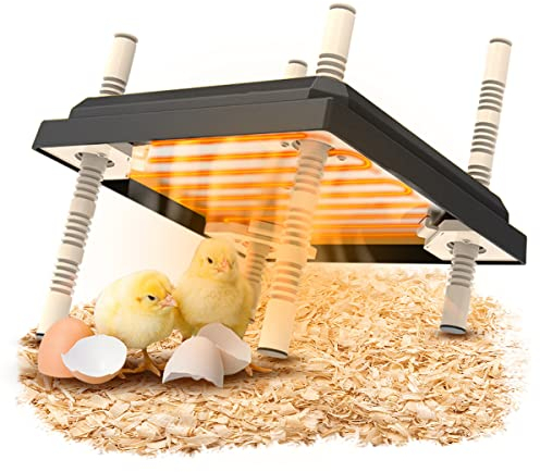 Plaque Electrique pour Poussins 10*10in, Lampe Chauffante Poussin Plaque Chauffante Poussin 25 Réglable en Hauteur Couveuse Chauffante Pour l'élevage de Poussins (Foncé)
