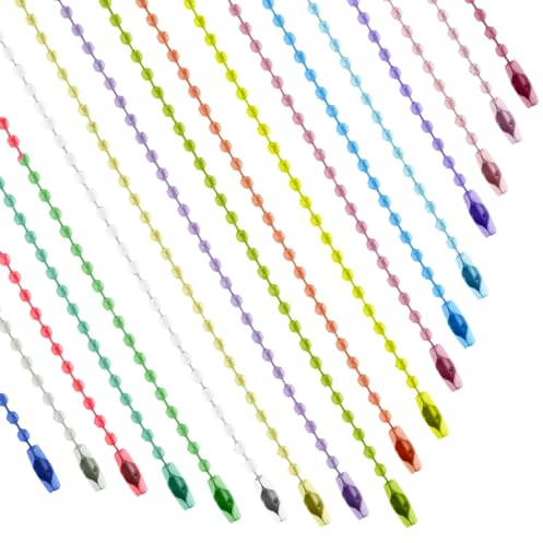 Andibro 100 Stück Kugel Perlenkette, 20 Farben Kugelkette Edelstahl Metall Hängekette 3,54inch Lang Perlenkette Schlüsselanhänger Kette Hängende Dekoration Tags Kette Schlüsselanhänger Schmuckzubehör