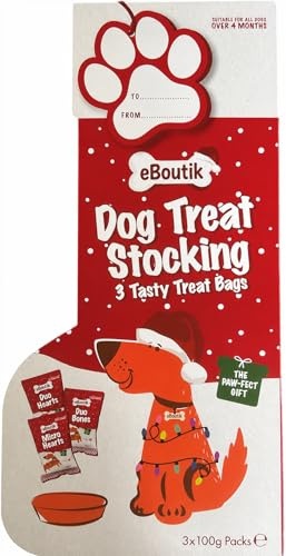 eBoutik – julgodis med hundgodis – festliga hundgodis från jultomten för alla hundar denna jul – 3 påsar med godsaker