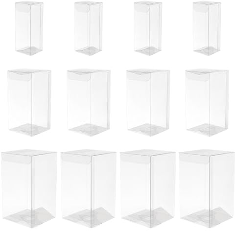 BENECREAT 30 Caja de Regalo de PVC Transparente de 3 tamaños, Caja de Embalaje de Regalos de Plástico de 40x100/60x120/80x140 mm, Caja de Regalos Impermeable para Postres, Chocolate, Caramelo, Moldes