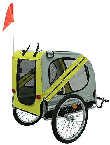 Remorque Vélo Chien Pliable - Remorque Chien Velo Max. 30 KG - Remorque de Vélo pour Vos Animaux de Compagnie - Chariot Velo Chien-137 * 73 * 90cm (Gris Jaune)