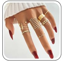 TseenYi Anillos de nudillos bohemios, anillos de dedo dorados, anillo apilable, anillos vintage para juntas de dedo, anillos cruzados, anillos de nudillos torcidos, anillos abiertos apilables, joyería