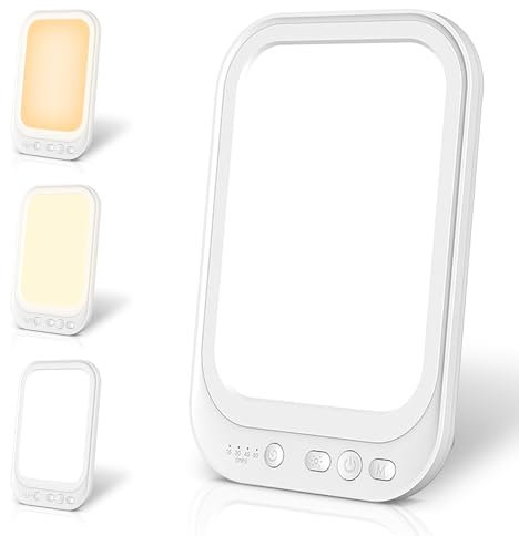 SAD Tageslichtlampe, 3 Lichtfarben Sonnenlicht, Lichttherapielampe Tageslicht, Therapy Lamp mit Timern und Knopf-Steuerung, Therapielampe, Tageslichtlampen Lichttherapie, Tageslichtleuchten, für Heim