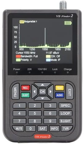 V8 Finder 2 TV Sign Finder Meter, Satellite Finder Support Loop Search, Satellite Analyzer, Spectrum Analyzer, Automatisk Beräkning Av A-Ö, EL-vinklar