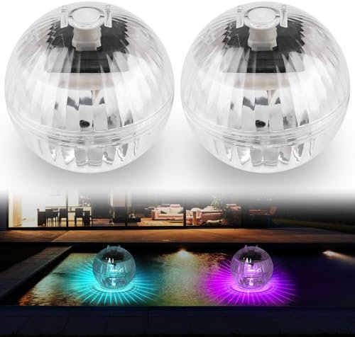 Lot de 2 lampes solaires flottantes pour piscine - Boule flottante solaire - Décoration de bassin - Changement de couleur - Pour l'extérieur
