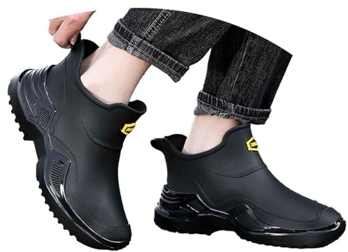 EQWIGKEIT Zapatos de jardín para hombre, zapatos de goma ligeros, botas de lluvia para exteriores, antideslizantes, impermeables, zapatos de trabajo unisex para adultos, botas de pesca cortas