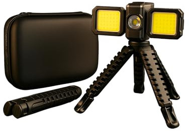 XGRAIN Mini linterna LED Recargable USB-C -1000 Lúmenes – Imán y Trípode – IP65 Resistente al Agua y polvo – Portátil con Estuche – Camping, Taller, Pesca y Emergencias.