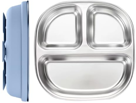 Yjkedfh Plato Para Niños Pequeños - Vajilla Infantil Con Bandeja,Vajilla Reutilizable Antideslizante Con Ventosa Y Bandeja De Acero Inoxidable Para Niños Y Adultos