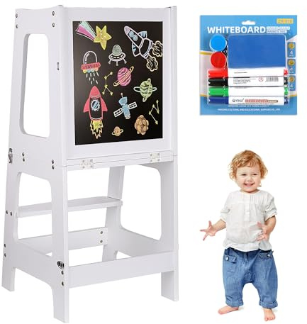 Montessori Tour d'apprentissage pour Enfants, Multifonction Tour d Observation avec Tableau Noir, Tour éducative à partir de 1an