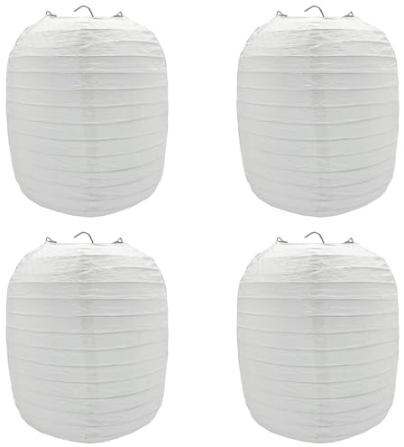 Niuhong 4 Pcs Ornamento Lampada Carta Giapponese Appeso Lanterna Rotonda Paralume Sospensione Cinese Lampade Carta Bambini Decorazione Partito Matrimonio Battesimo Compleanno Giardino (bianco)