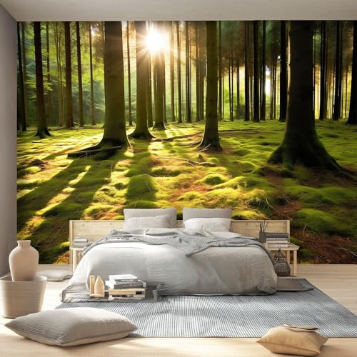 Verde Erba Carta Da Parati Naturale Giungla Fotografia 300 x 210 cm Fotomurali Non Tessuto, Decorazione Poster Arte Murale Moderna per Casa Ufficio Camera Da Letto Soggiorno