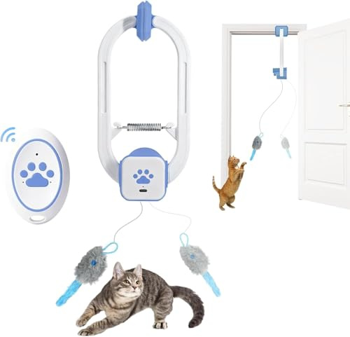Heepoohoma Electric Cat Toy, Interactive with Remote Control, Automatic 360° Movement with Irregular Movement, USB Rechargeable, Cat Door Toy & Hanging Door Frame Cat Teaser for Indoor Cats
