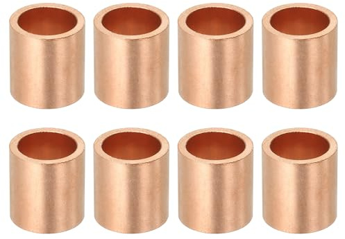 QUARKZMAN Manguito De Parada para Cable De Acero De 3/8 (10mm), Bucles De Crimpado De Cobre Manguito Ferrulas Redondas para Cable De Acero Y Ferrula para Cable, Dorado 8Pcs