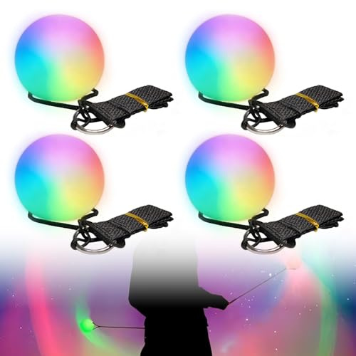 Porfoyo 4 stycken LED-Poi-kulor-set, glow kulor, PVC Poi-bollar, LED Glow Poi-kulor med regnbågsfärger och strobeeffekt, Poi jongleringsbollar, jongleringsbollar lysande för dans, ljusshow, rave