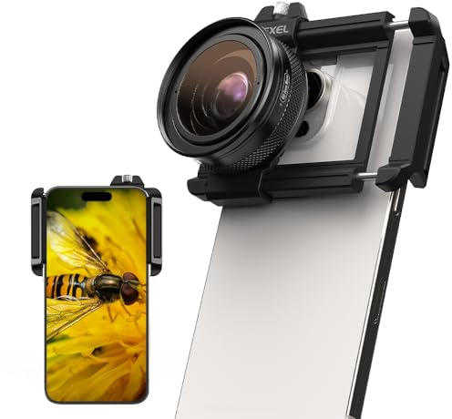 APEXEL ZM100-4 HD mobiltelefon makroobjektiv, FMC-beläggning, F1.05 bländare, kompatibel med iPhone 17/16/15..., Samsung, Xiaomi och andra mobiltelefoner, glänsande svart.