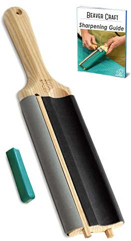 BeaverCraft LS5P1 Lederabziehriemen – Schleif- und Polierset für Holzschnitzwerkzeuge, Hakenmesser und Gouges, Leder Paddle Strop mit Polierpaste, Schärfset für Löffelschnitzen