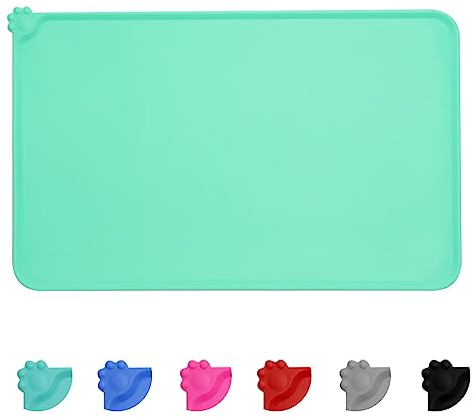 MOACC Futtermatten für Hunde, Katzen Futternapf Unterlage Silikon Futtermatten rutschfest und Wasserdicht für Hund Katze, Grün, 47x30cm