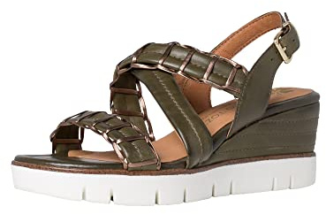 Marco Tozzi Women's Damen 2-2-88705-28 Leder Sandalette Wedge Sandal, Khaki Comb, 7 US