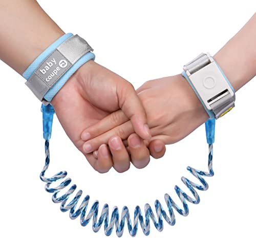Aomig Säkerhetsarmband för barn, 1,5 m Handledskoppel anti-förlorat armband barn gång handbälte, koppel för barn, barn säkerhetslina, barn koppel handled för barn och småbarn- blå