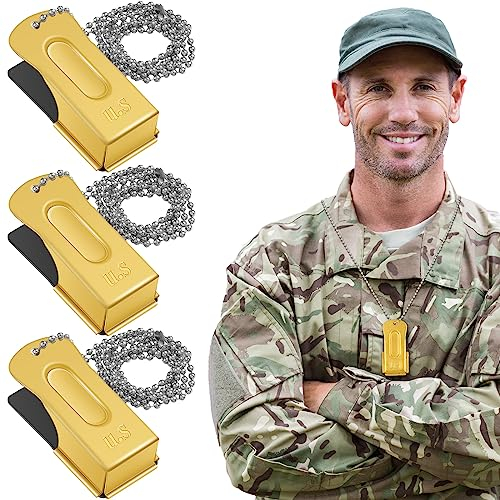 Jenaai 3 Stück Messing-Hundetrainings-Clicker-Halskette Signalisierung Cricket Clicker Haustiertraining für Welpen, Hunde und Katzen (Gold)