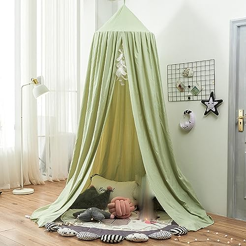Flipped Warmth Polyester Betthimmel, Himmelbett Vorhänge Kinderzimmer Insektenschutz Baldachin Deko Moskitonetz Atmungsaktiv, Betthimmel Mädchen,Grün