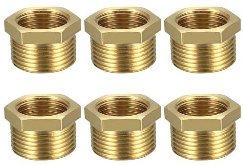 Reduzierstück 3/4 auf 1/2 Zoll, 6 Stk Reduzierung 3/4 Zoll Außengewinde auf 1/2 Zoll Innengewinde, AG/IG Messing Gewindefitting Reduziernippel für Industrie, Gewerbe, Haushalt