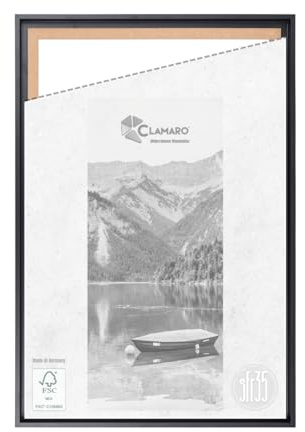 CLAMARO SFR35 skuggfogsram för 50 x 70 cm kilram | svart matt | MDF-trä bildram för kilram, dukar inkl. hängare och monteringsmaterial