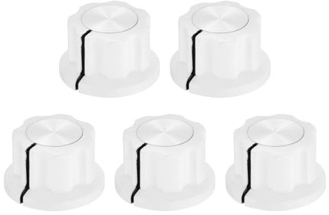 QUARKZMAN 5 Stück Potentiometer Drehknöpfe Passend für 6.4mm Schaft Töpfe, Set Schraube Messing Einsatz, Porzellan Weiß Lautstärkeregler Drehknopf für Gitarreneffektpedal Ersatz