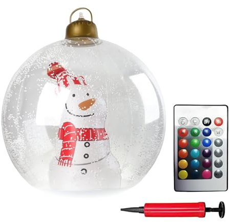 Eznaobo - Palla di Natale gonfiabile da 61 cm con luci LED, palle di Natale gonfiabili giganti in PVC, palla gonfiabile impermeabile con luce LED, grandi palle di Natale per casa e giardino (C)