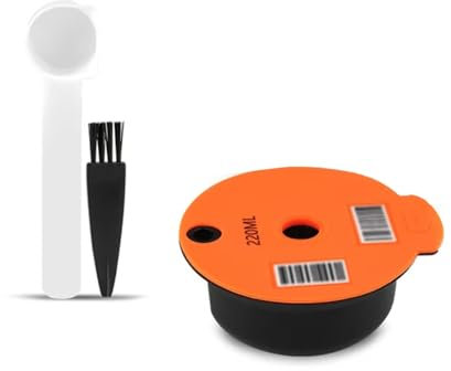 YUYUEMI for Bosch Tassimo silicone Coffee Filter,Tassimo Reusable Coffee Capsules Refillable Coffee Filter Pods with 1 Spoon and 1 Brush for Bosch Tassimo Series Coffee Machine (220ml Orange)