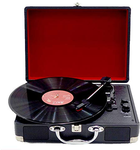 MRKU Giradischi in Vinile con Riproduzione Audio e funzioni di archiviazione, Sistema Giradischi Bluetooth a 3 velocità, Supporta Ingresso Uscita Linea RCA, Valigia Vintage Portatile