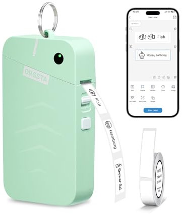 ORGSTA S001 Etikettendrucker Selbstklebend Etikettiergerät Bluetooth 2000 mAh Etikettiermaschinen Beschriftungsgerät Ettikettiergeraet Label Printer Sticker Maker
