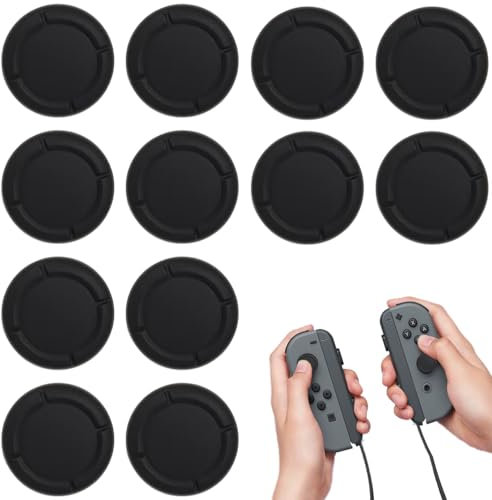 keyxer Lot de 12 Capuchons de Joystick pour Nintendo Switch, Capuchons de Joystick en Silicone pour Nintendo Switch, Housses de poignée Noires pour contrôleur, Installation Facile