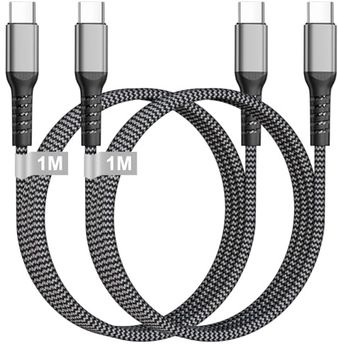 Cable USB C Carga Rapida 1M 2Pack, 60W Cable iPhone 17 16 Nylon cable Cargador Tipo C Carga Rapida Cable iphone USB C Cabo para iPhone 17 16/16 15 Pro Max/16 15 Plus,iPad Pro/Air,Samsung Galaxy S25/24