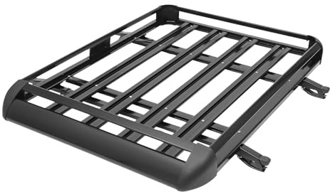 Roof Rack Basket Tray, Aluminum Universal Luggage Cargo Carrier with 2 Bars, Capacity 68kg, for SUV Universal Models127×97cm